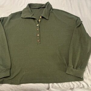 Olive Green Long Sleeve Polo Shirt